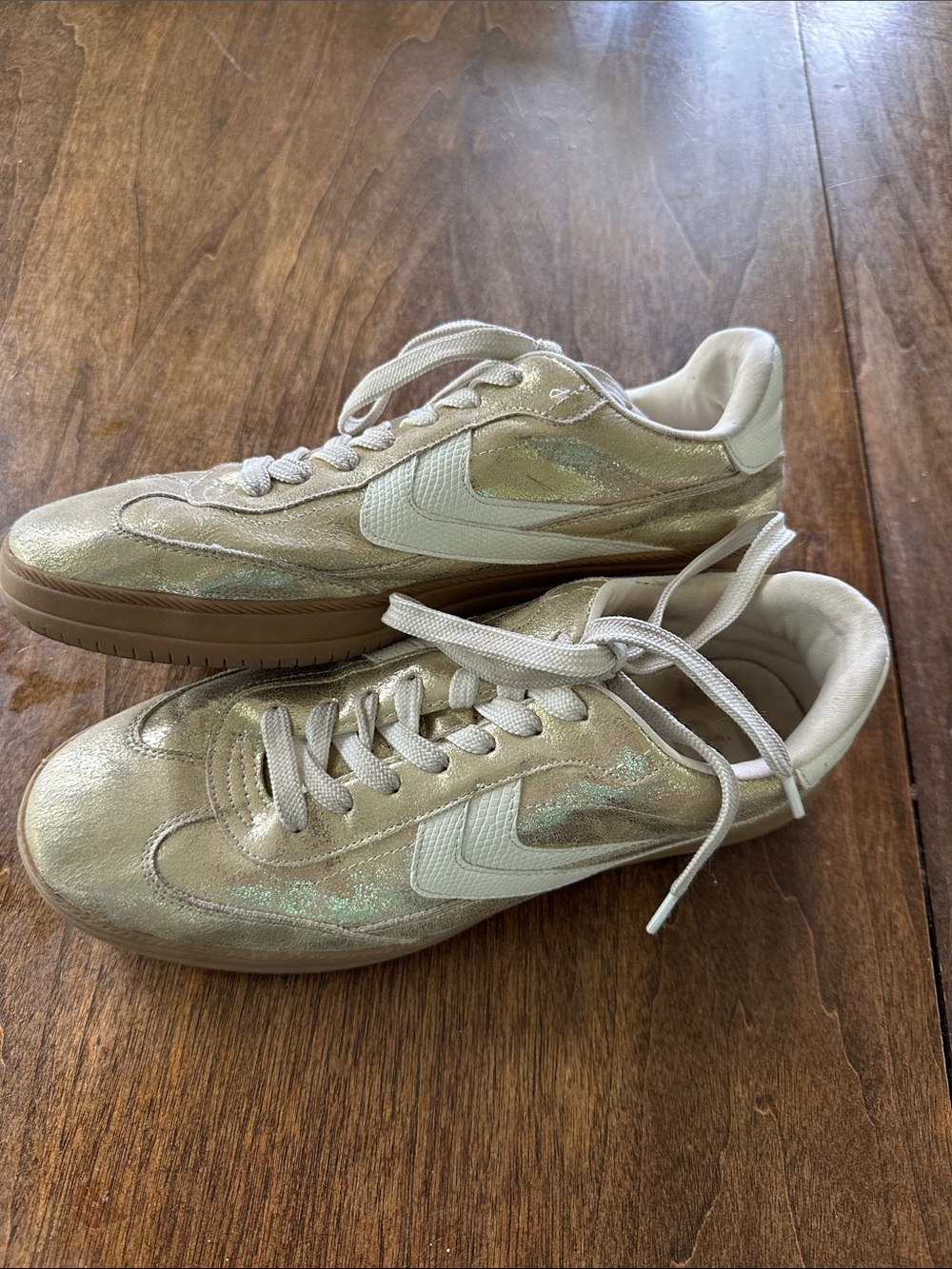 Dolce Vita Metallic Gold Sneakers with White Accents